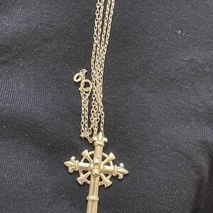 Vintage Sterling Silver Chain with Ornate Cross Medallion Pendant